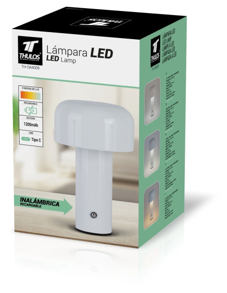 Lámpara inalámbrica LED, batería recargable 1200 mAh, 10+10 Leds. THULOS TH-OA4009 Thulos Inicio TH-OA4009