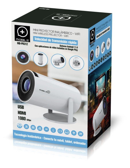 WIFI wireless mini projector, 1280x600P, 180 lumens. MOBILE+ MB-PR312