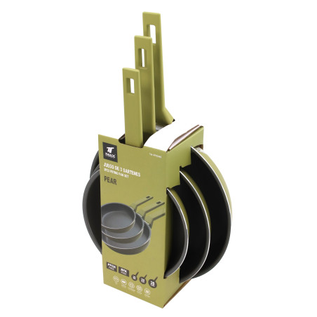 Juego de 3 sartenes de aluminio, tamaños: Ø20, Ø24, Ø28 cm. THULOS TH-FPS345 PEAR Thulos Inicio TH-FPS345 PEAR