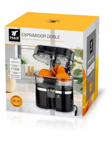 Exprimidor de doble cabezal, 100 W y 15000 RPM. THULOS TH-EX51 Thulos Inicio TH-EX51