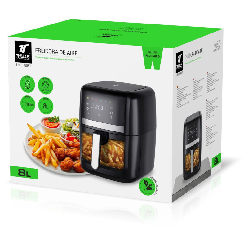 8-Liter Air Fryer, 6 Predefined Programs, 1700W. THULOS TH-F8081