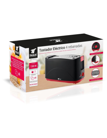 Electric Toaster 4 slices, 7 toasting levels, 1300W