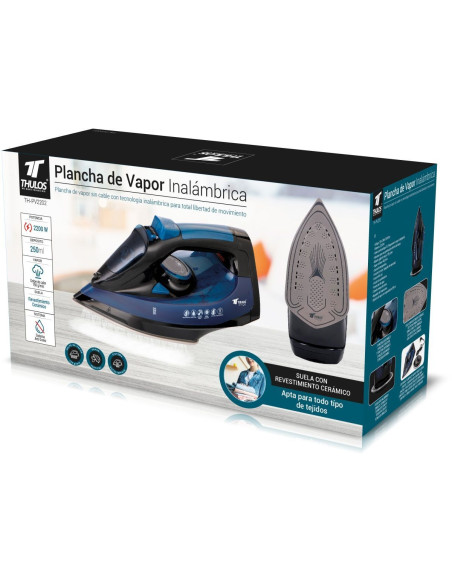 Plancha de vapor inalámbrica, 2200W, suela 3S, golpe de vapor. THULOS TH-PV2202 Thulos Inicio TH-PV2202