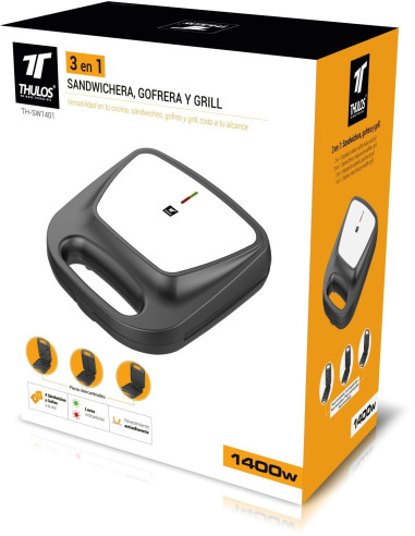 3 em 1: máquina de sanduíches, máquina de waffles e grelhador. THUL...