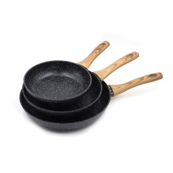 Conjunto de 3 frigideiras em alumínio forjado: Ø20, Ø24 e Ø28 CM. A...