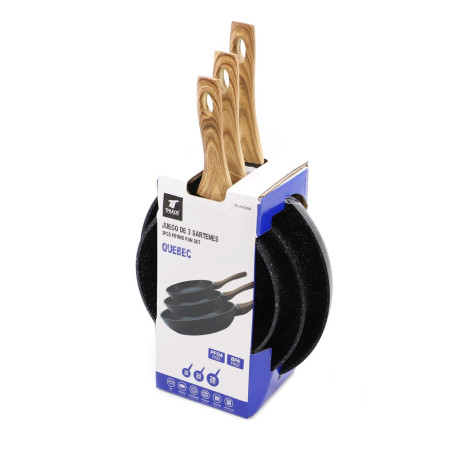 Set of 3 forged aluminium frying pans: Ø20, Ø24 and Ø28 CM. Suitabl...