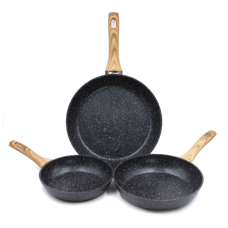Set of 3 forged aluminium frying pans: Ø20, Ø24 and Ø28 CM. Suitabl...