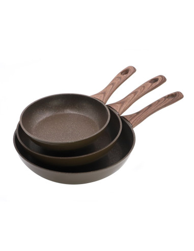 Set of 3 forged aluminium frying pans: Ø20, Ø24 and Ø28 CM. Suitabl...