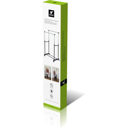 Two-Tier Clothes Rack with Wheels – Lightweight & Easy to Assemble....