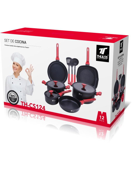 12-Piece Cookware Set – Induction-Ready Forged Aluminum. THULOS TH-...