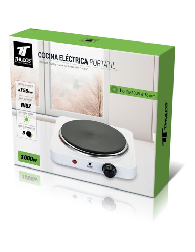Portable electric cooker, 1 burner, 5 temperature settings. THULOS ...