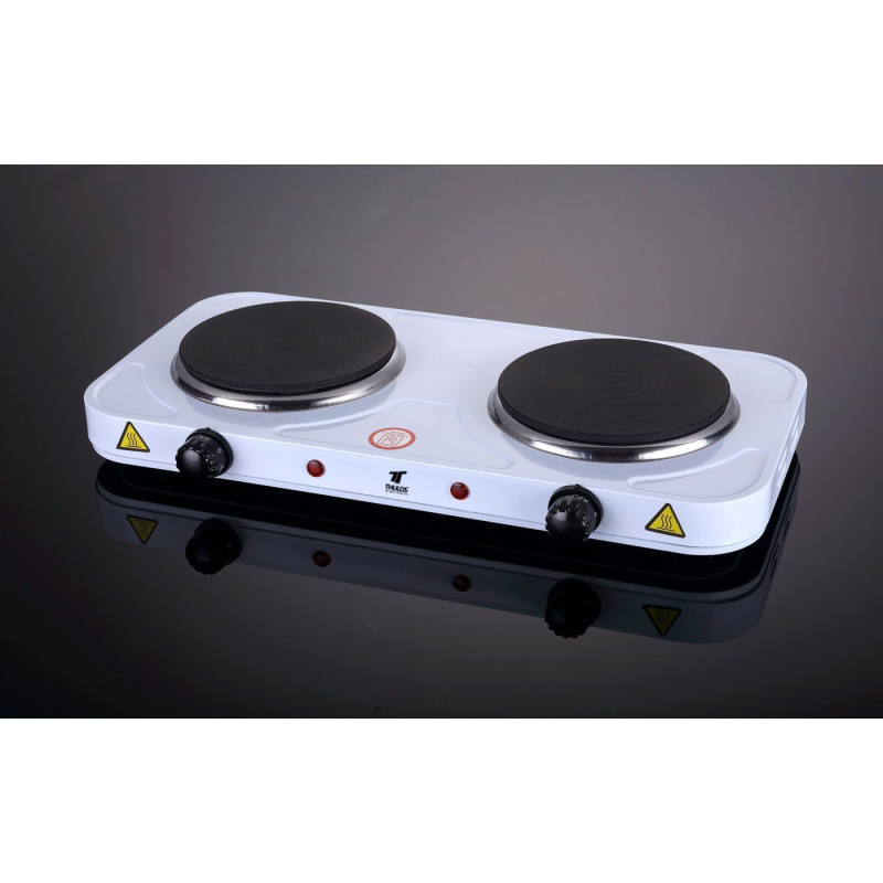 Portable electric cooker, 2 burners, 5 temperature settings. THULOS...
