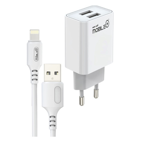 Dual USB-A 3.1A Charger with USB-A to Lightning Cable · MOBILE+ MB-...