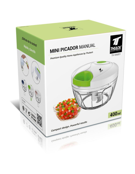 Mini picador manual com 3 lâminas, fácil de usar e limpar. THULOS T...