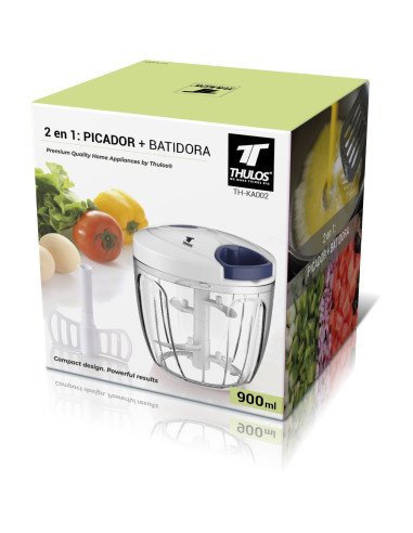 Mini chopper and manual mixer, with double blade. THULOS TH-KA002