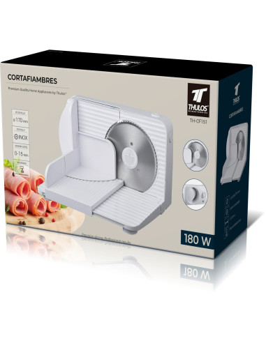 Electric Food Slicer 180W, foldable, stainless steel blade. THULOS ...