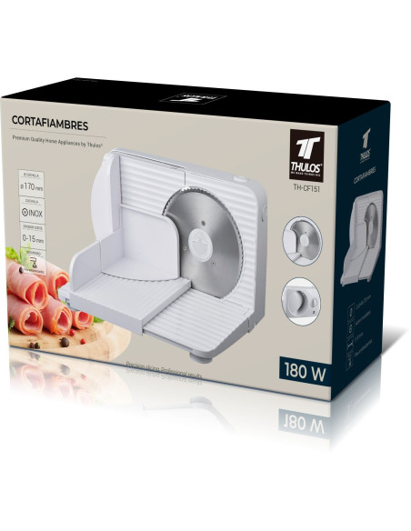 Cortador de fiambres 180W, dobrável, lâmina de aço inoxidável. THUL...