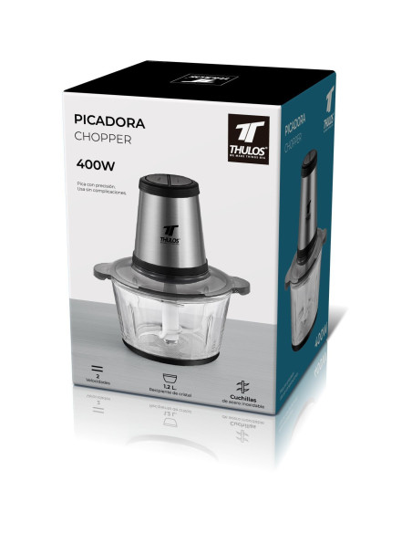 Picador elétrico, 2 velocidades, taça de vidro de 1,2 L. THULOS TH-...