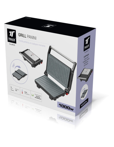 Grill Panini, 1000W, placas con revestimiento de piedra anti adherente. THULOS TH-GP215 Thulos Inicio TH-GP215