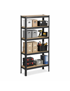 5-tier metal shelving unit, black finish, 75 x 30 x 150 cm, 175 kg ...