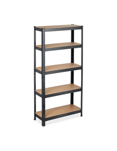 5-tier metal shelving unit, black finish, 75 x 30 x 150 cm, 175 kg ...