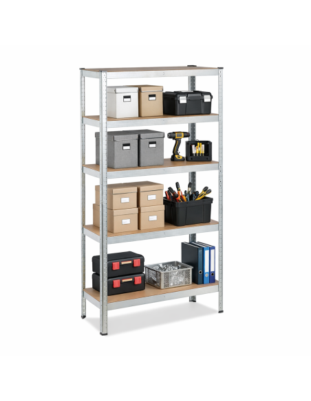 5-tier metal shelving unit, 90 × 40 × 180 cm, 175 kg per shelf, gal...