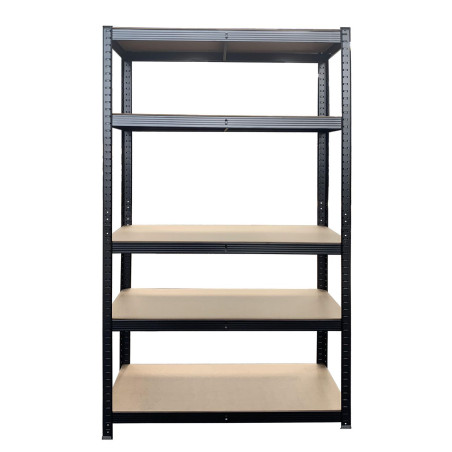 5-tier metal shelving unit, 90 × 40 × 180 cm, black finish, 175 kg ...