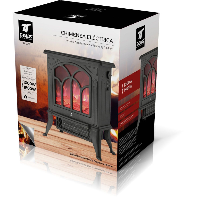 Electric fireplace with flame effect, 2 heating levels. THULOS TH-CY05
