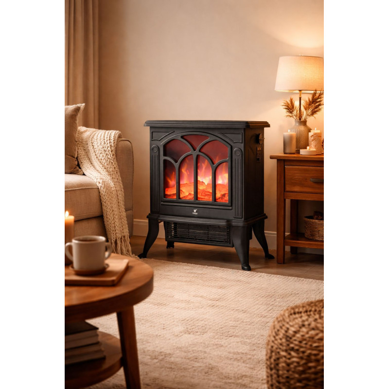 Chimenea eléctrica efecto llama, 2 niveles de calefacción. THULOS T...