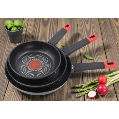 Set of 3 Frying Pans: 20x4.5 cm | 24x5 cm | 28x5.5 cm, with RED DOT...