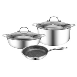 5-Piece Stainless Steel Cookware Set: Frying Pan Ø24 cm, 2 Sauce Pa...