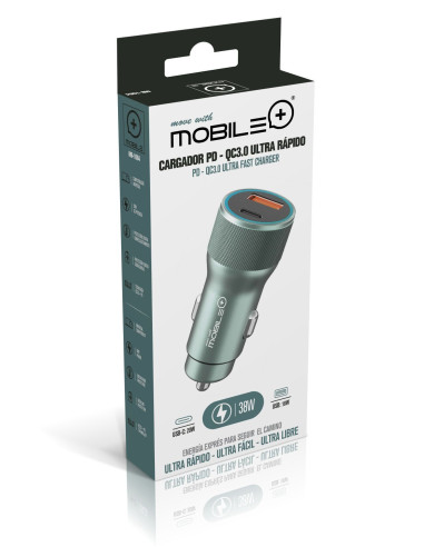 38W Dual Port Car Charger (USB-C + USB-A). MOBILE+ MB-1064