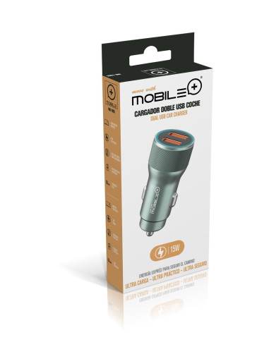 Carregador Duplo USB-A 15W para Automóvel. MOBILE+ MB-1065