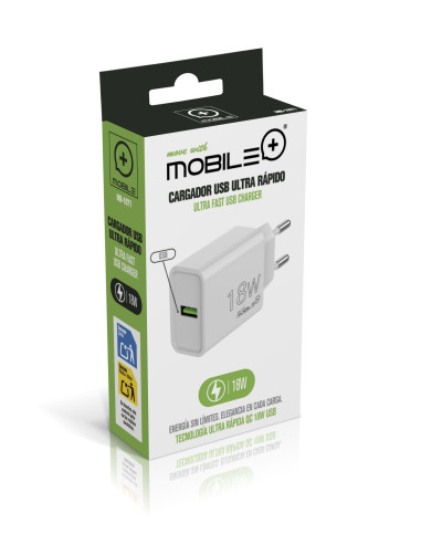 18W USB-A QC3.0 Fast Charger. MOBILE+ MB-1070 / MB-1071