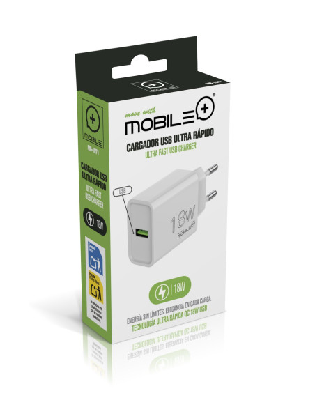 18W USB-A QC3.0 Fast Charger. MOBILE+ MB-1070 / MB-1071