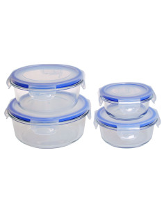 Set de 4 fiambreras de cristal THULOS – Recipientes herméticos aptos para horno, microondas y congelador | BPA Free Thulos In...
