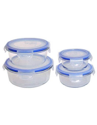 Set of 4 Glass Food Containers THULOS – Airtight Meal Prep Boxes, O...