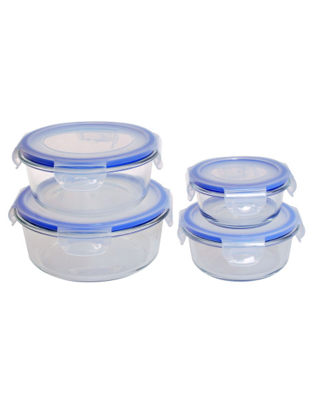 Set of 4 Glass Food Containers THULOS – Airtight Meal Prep Boxes, O...
