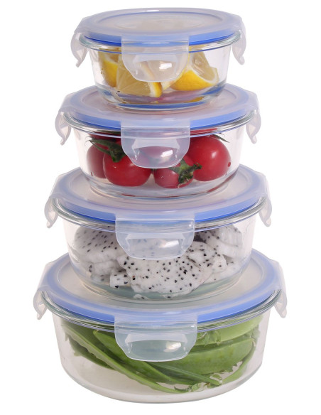 Set de 4 fiambreras de cristal THULOS – Recipientes herméticos aptos para horno, microondas y congelador | BPA Free Thulos In...
