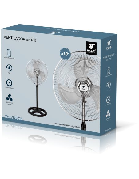 Ventilador de pé THULOS Ø18" (45,5 cm) | 70 W | 3 velocidades | Grande caudal de ar. THULOS TH-VN5015