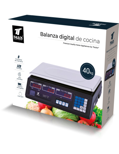 Balanza digital electrónica, 40kg de capacidad. Thulos TH-BD40